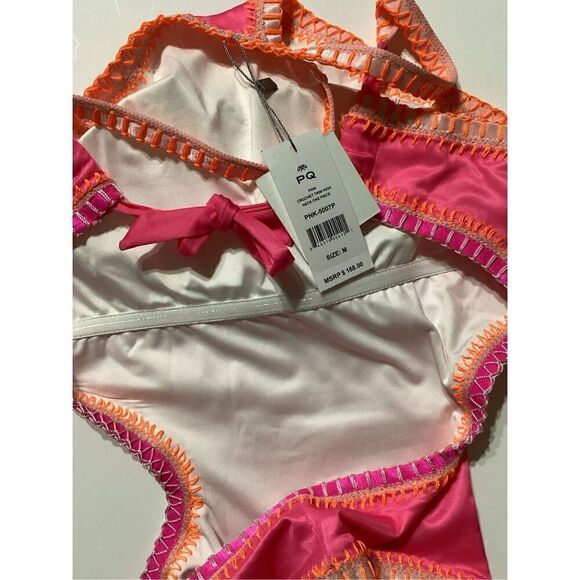 New. Platinum pink crochet trim one piece. Medium. Retails $168 - Picture 8 of 8